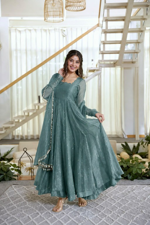 TEXTILEDEAL D.NO KD 1641 WHOLESALE READYMADE SALSA SILK PARTY WEAR GOWN PANT WITH DUPATTA ONLINE