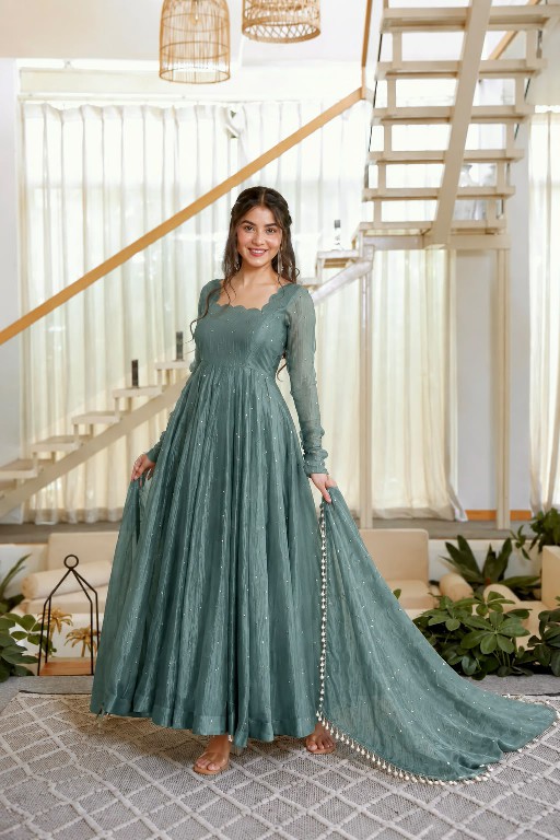 TEXTILEDEAL D.NO KD 1641 WHOLESALE READYMADE SALSA SILK PARTY WEAR GOWN PANT WITH DUPATTA ONLINE