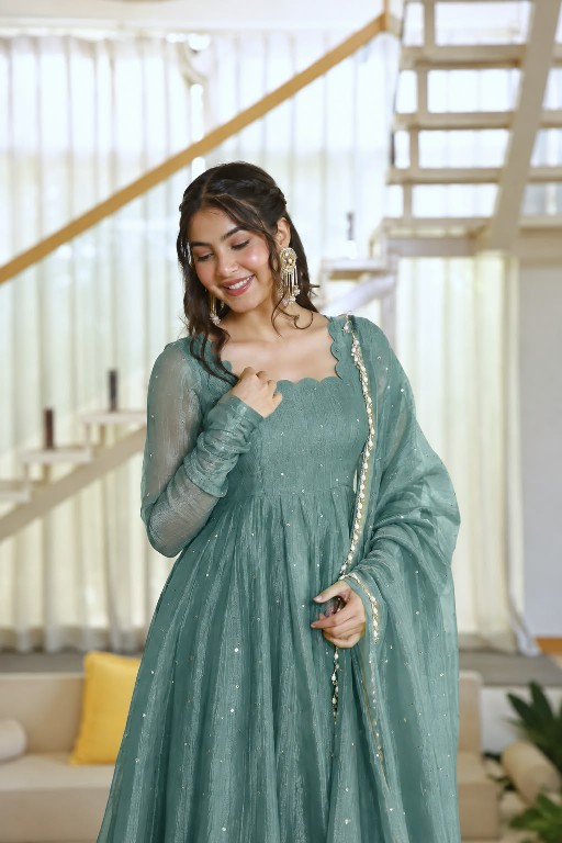 TEXTILEDEAL D.NO KD 1641 WHOLESALE READYMADE SALSA SILK PARTY WEAR GOWN PANT WITH DUPATTA ONLINE