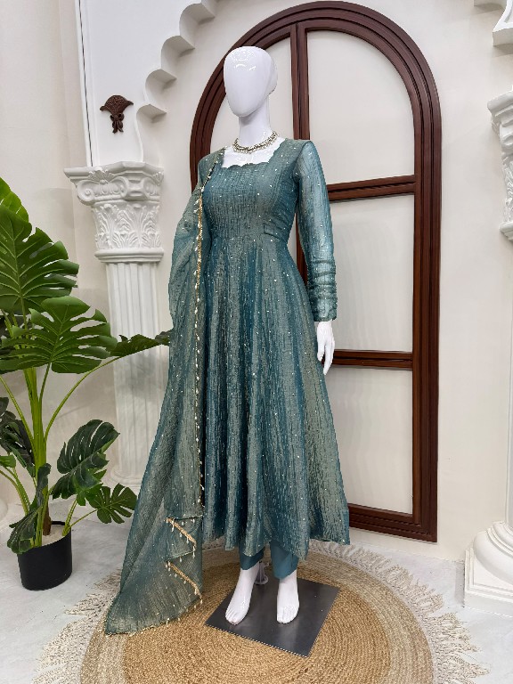 TEXTILEDEAL D.NO KD 1641 WHOLESALE READYMADE SALSA SILK PARTY WEAR GOWN PANT WITH DUPATTA ONLINE