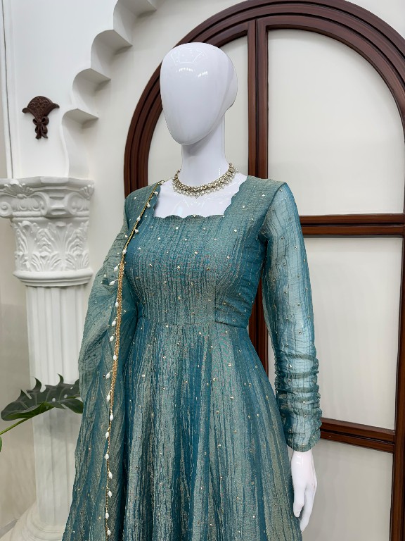 TEXTILEDEAL D.NO KD 1641 WHOLESALE READYMADE SALSA SILK PARTY WEAR GOWN PANT WITH DUPATTA ONLINE