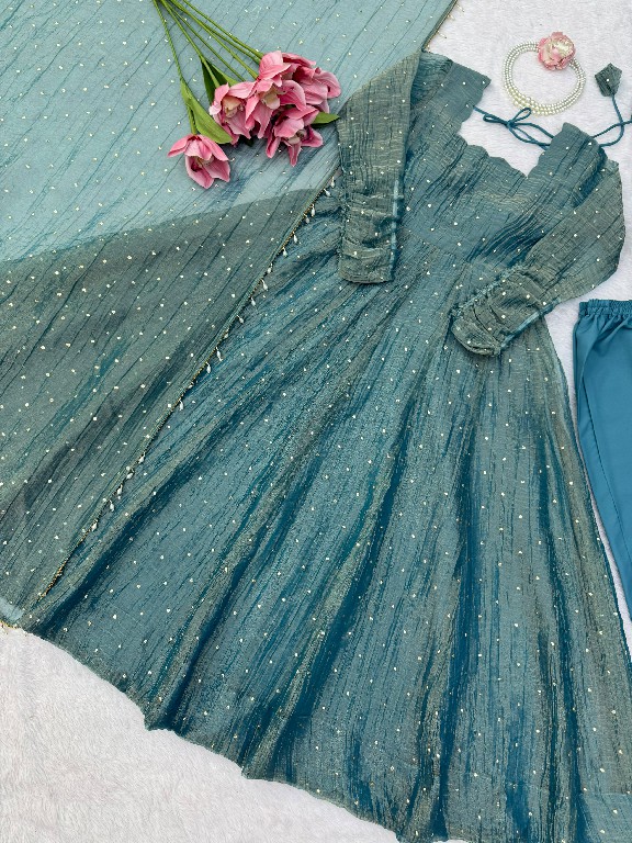 TEXTILEDEAL D.NO KD 1641 WHOLESALE READYMADE SALSA SILK PARTY WEAR GOWN PANT WITH DUPATTA ONLINE