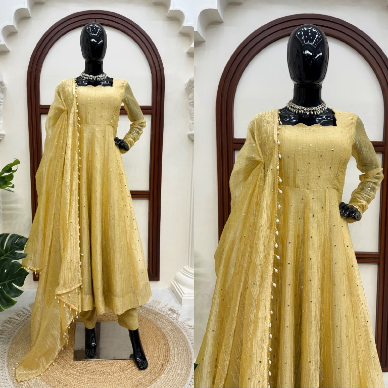 TEXTILEDEAL D.NO KD 1641 WHOLESALE READYMADE SALSA SILK PARTY WEAR GOWN PANT WITH DUPATTA ONLINE