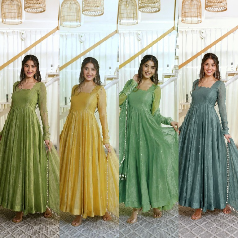 TEXTILEDEAL D.NO KD 1641 WHOLESALE READYMADE SALSA SILK PARTY WEAR GOWN PANT WITH DUPATTA ONLINE