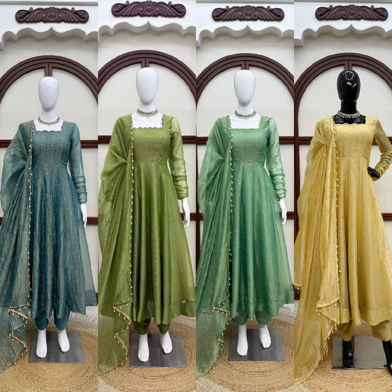 TEXTILEDEAL D.NO KD 1641 WHOLESALE READYMADE SALSA SILK PARTY WEAR GOWN PANT WITH DUPATTA ONLINE