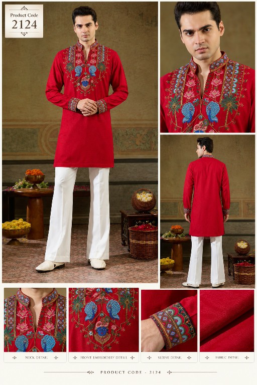 SHUBHVASTRA SHREE RANG WHOLESALE READYMADE HEAVY RAYON NAVRATRI SPECIAL KURTA WITH PANT FOR MEN ONLINE