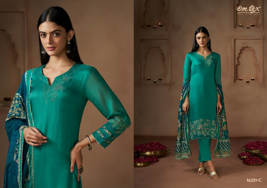 OMTEX AAVYA WHOLESALE ORGANZA TWILL AMAZING UNSTITCH SALWAR SUITS SUPPLIER