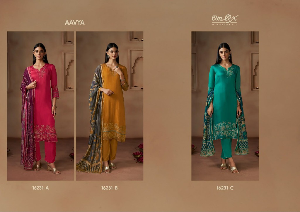 OMTEX AAVYA WHOLESALE ORGANZA TWILL AMAZING UNSTITCH SALWAR SUITS SUPPLIER