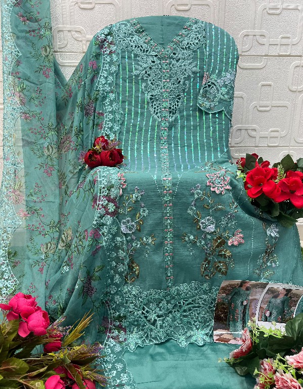 ELAN STUDIO D.NO E-60 WHOLESALE CRUNCHY WITH HEAVY WORK PAKISTANI UNSTITCH SALWAR SUITS FOR EXPORT