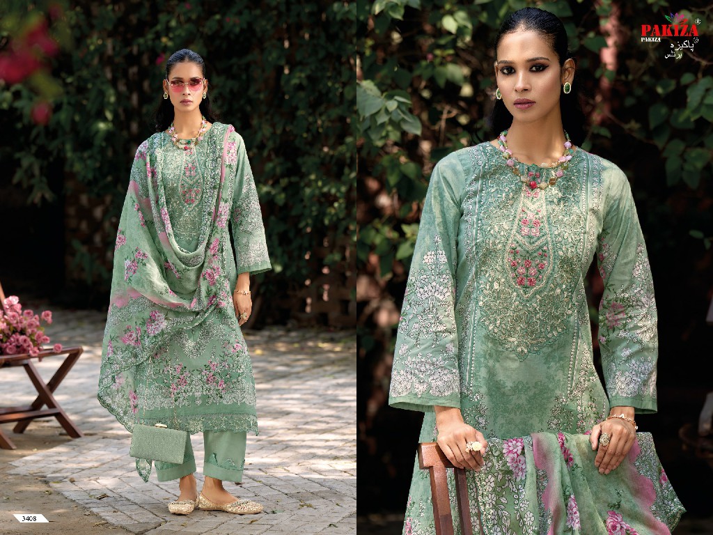 PAKIZA PRINTS HANIYA HIBA VOL 34 WHOLESALE LAWN COTTON WITH KASHMIRI PATCH WORK UNSTITCH SALWAR KAMEEZ FOR EXPORT