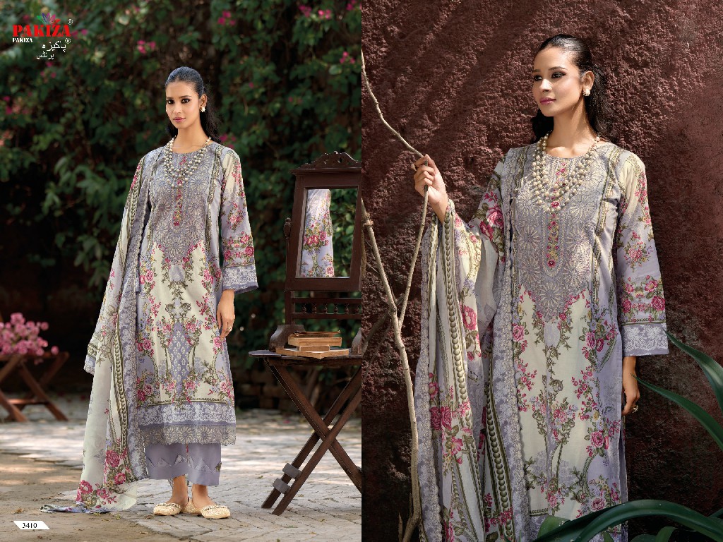 PAKIZA PRINTS HANIYA HIBA VOL 34 WHOLESALE LAWN COTTON WITH KASHMIRI PATCH WORK UNSTITCH SALWAR KAMEEZ FOR EXPORT
