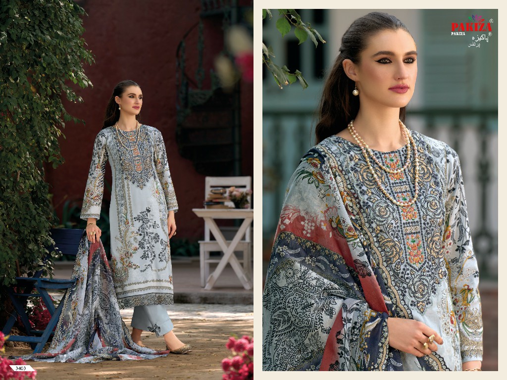 PAKIZA PRINTS HANIYA HIBA VOL 34 WHOLESALE LAWN COTTON WITH KASHMIRI PATCH WORK UNSTITCH SALWAR KAMEEZ FOR EXPORT