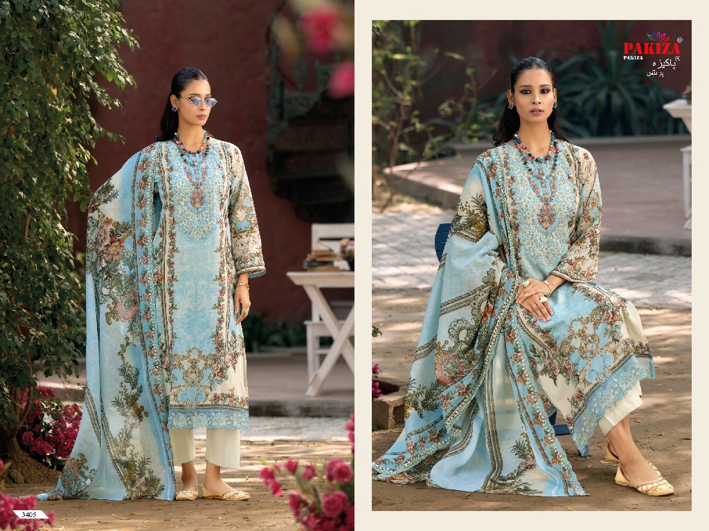 PAKIZA PRINTS HANIYA HIBA VOL 34 WHOLESALE LAWN COTTON WITH KASHMIRI PATCH WORK UNSTITCH SALWAR KAMEEZ FOR EXPORT