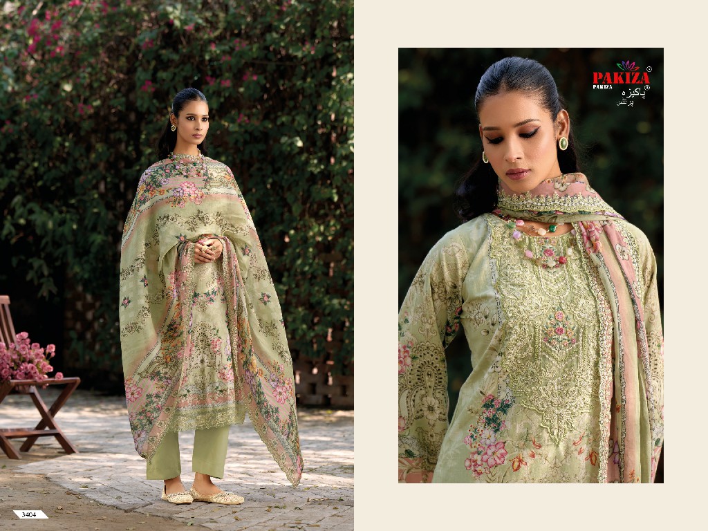 PAKIZA PRINTS HANIYA HIBA VOL 34 WHOLESALE LAWN COTTON WITH KASHMIRI PATCH WORK UNSTITCH SALWAR KAMEEZ FOR EXPORT