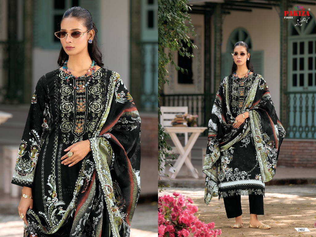 PAKIZA PRINTS HANIYA HIBA VOL 34 WHOLESALE LAWN COTTON WITH KASHMIRI PATCH WORK UNSTITCH SALWAR KAMEEZ FOR EXPORT