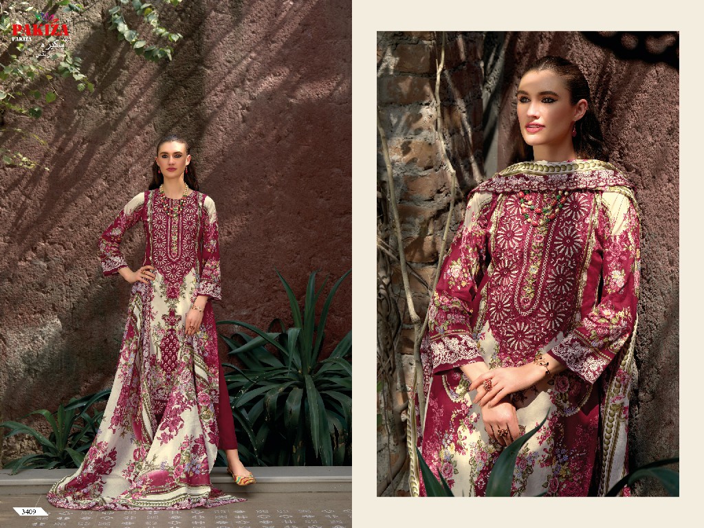 PAKIZA PRINTS HANIYA HIBA VOL 34 WHOLESALE LAWN COTTON WITH KASHMIRI PATCH WORK UNSTITCH SALWAR KAMEEZ FOR EXPORT