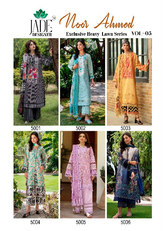 JADE NOOR AHMED VOL 5 WHOLESALE HEAVY LAWN COTTON KARACHI PRINTED DRESS MATERIAL ONLINE