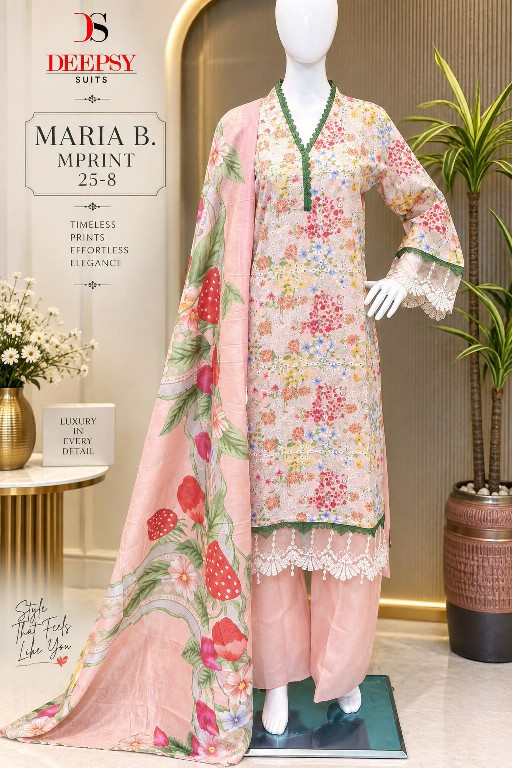DEEPSY MARIA B MPRINT-25 VOL 8 WHOLESALE READYMADE PURE COTTON PAKISTANI UNIQUE DESIGN 3 PCS SUITS EXPORTER