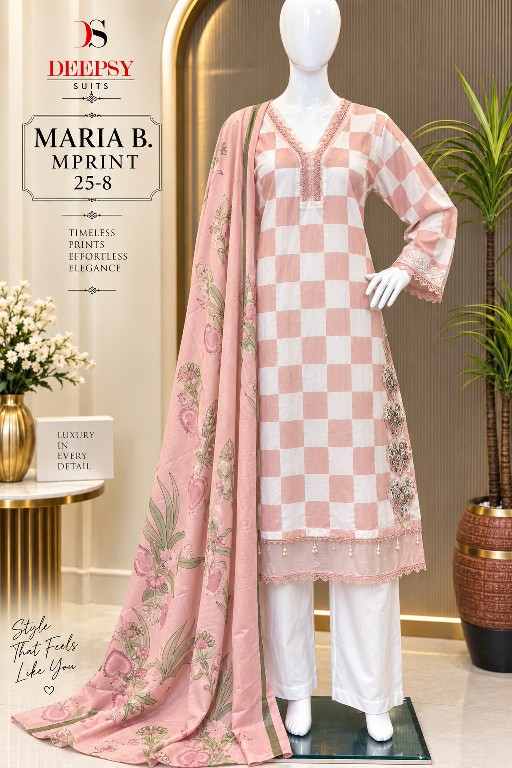 DEEPSY MARIA B MPRINT-25 VOL 8 WHOLESALE READYMADE PURE COTTON PAKISTANI UNIQUE DESIGN 3 PCS SUITS EXPORTER