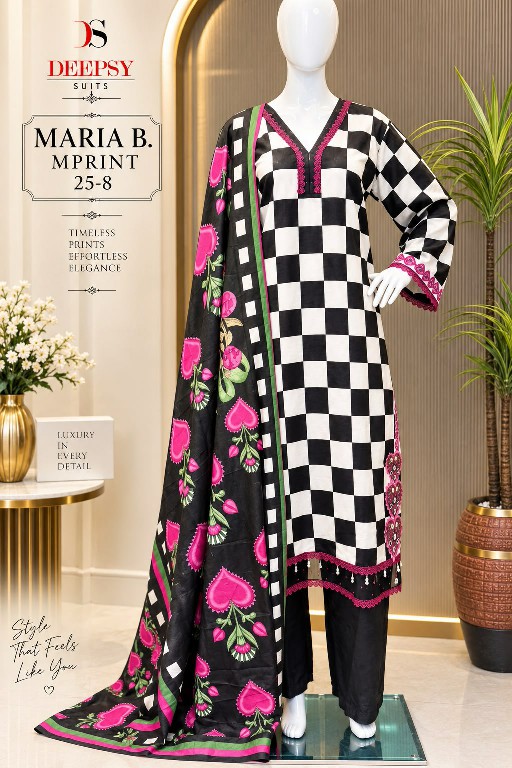 DEEPSY MARIA B MPRINT-25 VOL 8 WHOLESALE READYMADE PURE COTTON PAKISTANI UNIQUE DESIGN 3 PCS SUITS EXPORTER