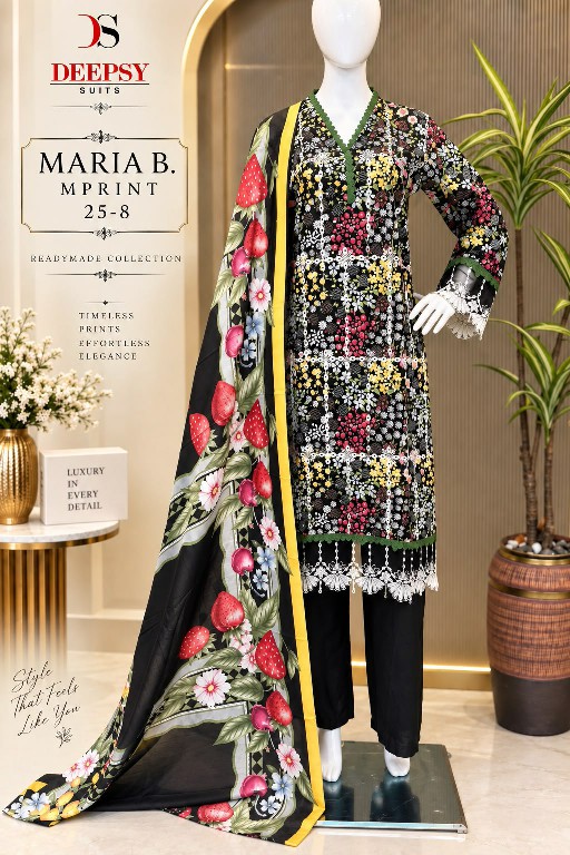 DEEPSY MARIA B MPRINT-25 VOL 8 WHOLESALE READYMADE PURE COTTON PAKISTANI UNIQUE DESIGN 3 PCS SUITS EXPORTER