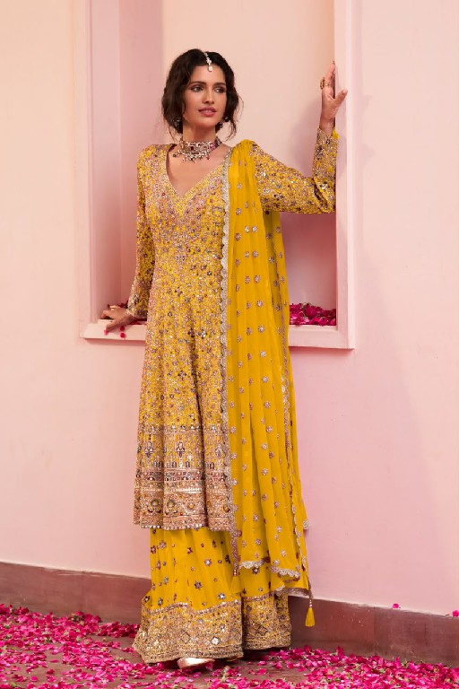 SAIRA BY GULKAYRA DESIGNER WHOLESALE READYMADE REAL GEORGETTE PARTY WEAR PLAZZO STYLE 3 PCS SUITS EXPORTER