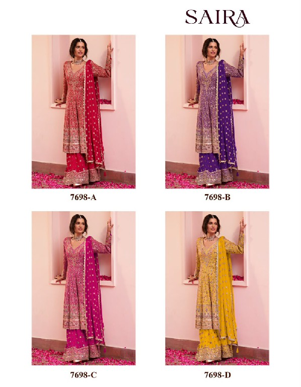 SAIRA BY GULKAYRA DESIGNER WHOLESALE READYMADE REAL GEORGETTE PARTY WEAR PLAZZO STYLE 3 PCS SUITS EXPORTER