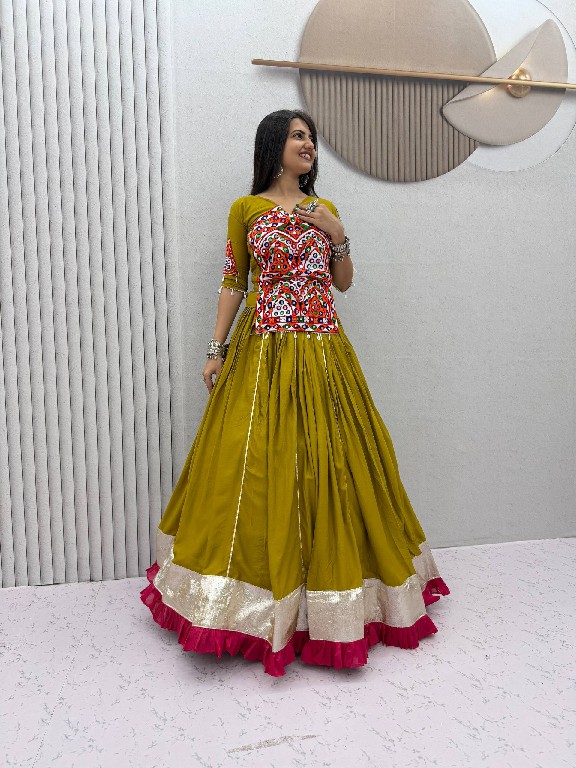 PRISHA CREATION D.NO PC-595 WHOLESALE READYMADE PURE COTTON KEDIYA STYLE NAVRATRI LEHENGA CHOLI FOR EXPORT