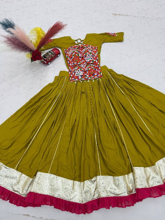PRISHA CREATION D.NO PC-595 WHOLESALE READYMADE PURE COTTON KEDIYA STYLE NAVRATRI LEHENGA CHOLI FOR EXPORT