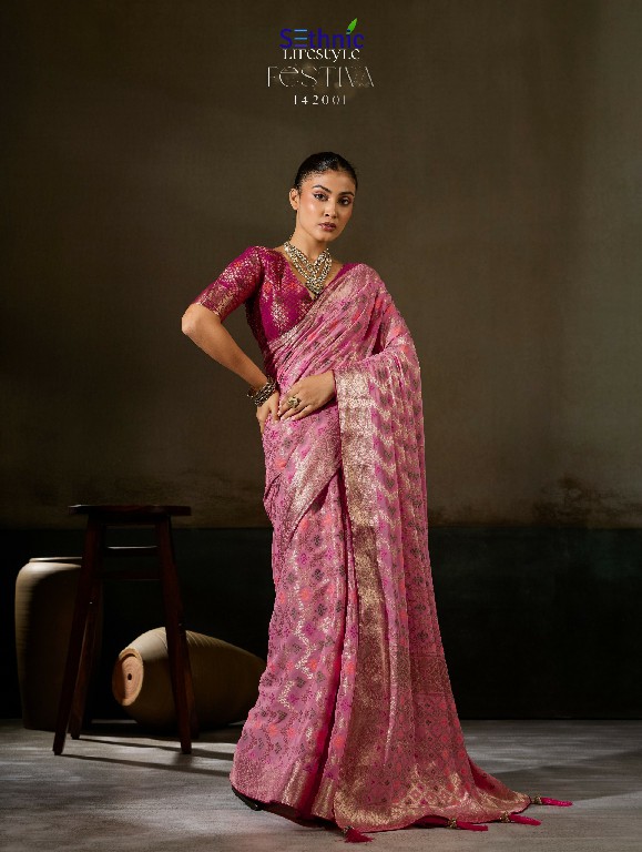 SETHNIC LIFESTYLE FESTIVA WHOLESALE KHADDI GEORGETTE TRADITIONAL WEAVES SAREES FOR WOMEN ONLINE