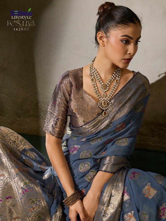 SETHNIC LIFESTYLE FESTIVA WHOLESALE KHADDI GEORGETTE TRADITIONAL WEAVES SAREES FOR WOMEN ONLINE