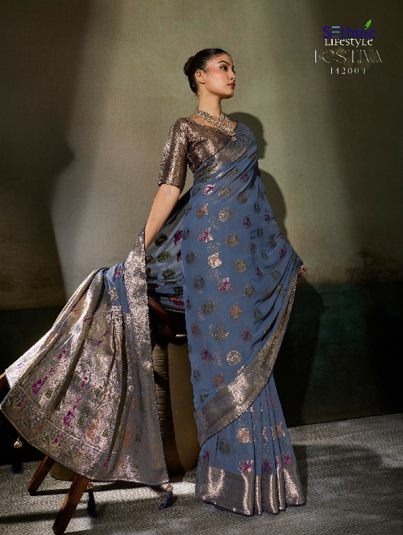 SETHNIC LIFESTYLE FESTIVA WHOLESALE KHADDI GEORGETTE TRADITIONAL WEAVES SAREES FOR WOMEN ONLINE