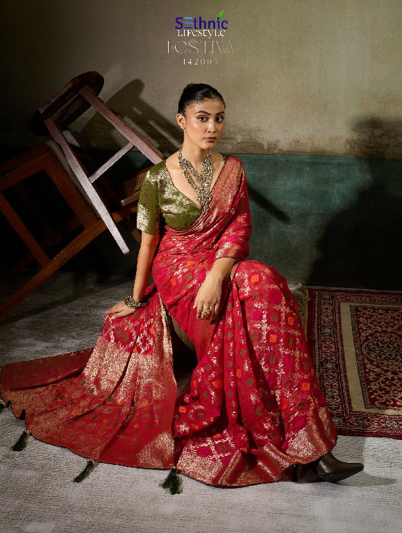 SETHNIC LIFESTYLE FESTIVA WHOLESALE KHADDI GEORGETTE TRADITIONAL WEAVES SAREES FOR WOMEN ONLINE