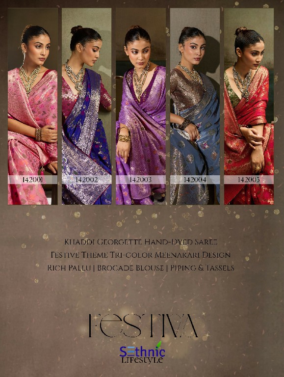SETHNIC LIFESTYLE FESTIVA WHOLESALE KHADDI GEORGETTE TRADITIONAL WEAVES SAREES FOR WOMEN ONLINE