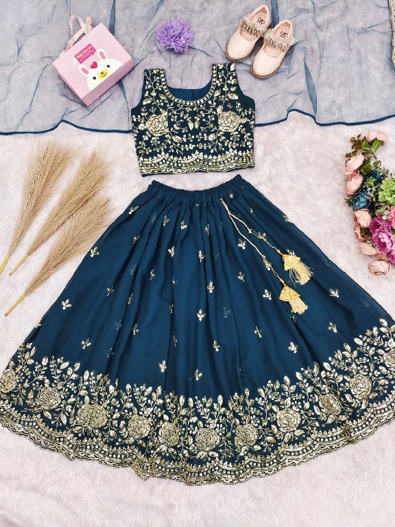 TEXTILEDEAL PRESENT READYMADE GEORGETTE WITH WORK FESTIVE WEAR LEHENGA CHOLI FOR KIDS ONLINE