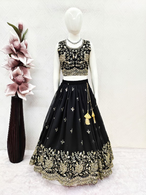 TEXTILEDEAL PRESENT READYMADE GEORGETTE WITH WORK FESTIVE WEAR LEHENGA CHOLI FOR KIDS ONLINE