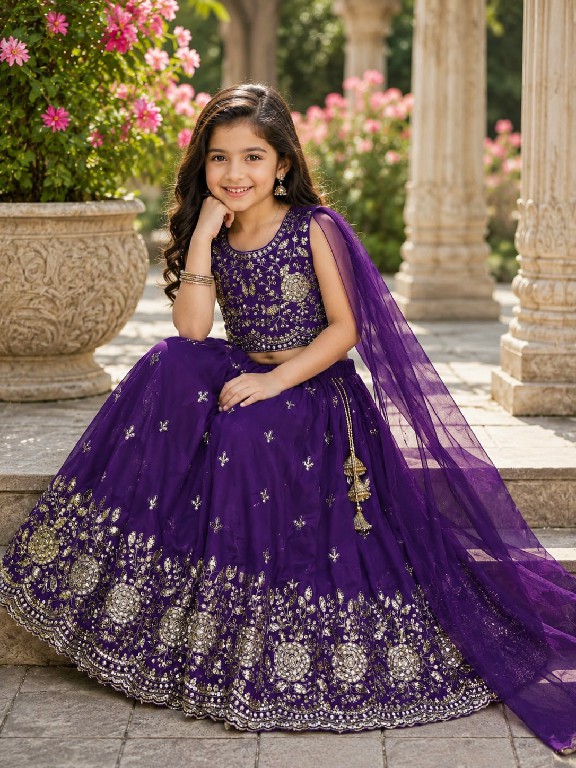 TEXTILEDEAL PRESENT READYMADE GEORGETTE WITH WORK FESTIVE WEAR LEHENGA CHOLI FOR KIDS ONLINE