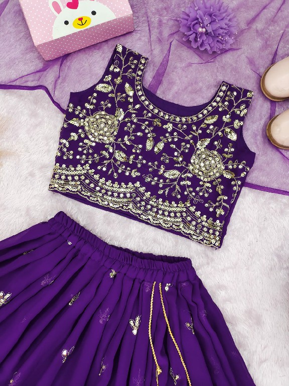 TEXTILEDEAL PRESENT READYMADE GEORGETTE WITH WORK FESTIVE WEAR LEHENGA CHOLI FOR KIDS ONLINE