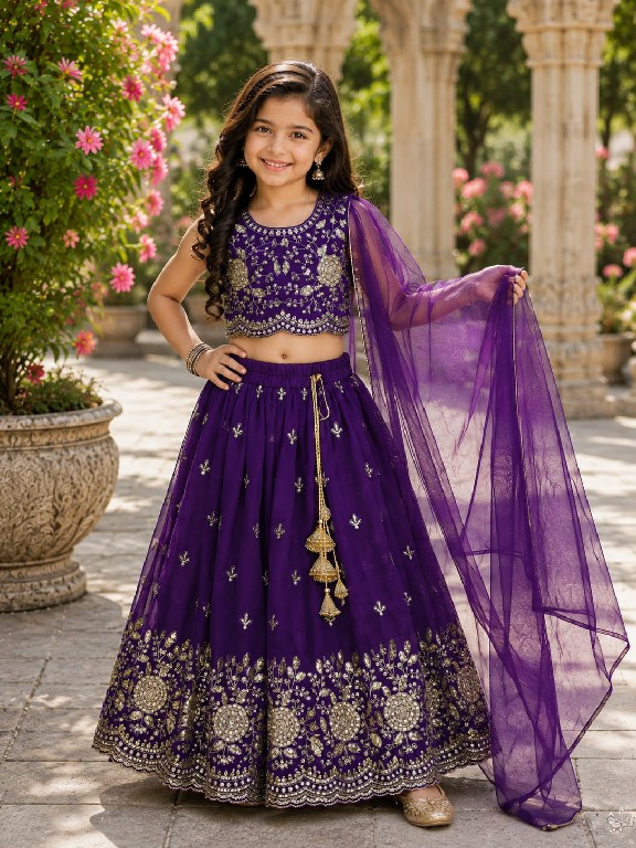TEXTILEDEAL PRESENT READYMADE GEORGETTE WITH WORK FESTIVE WEAR LEHENGA CHOLI FOR KIDS ONLINE