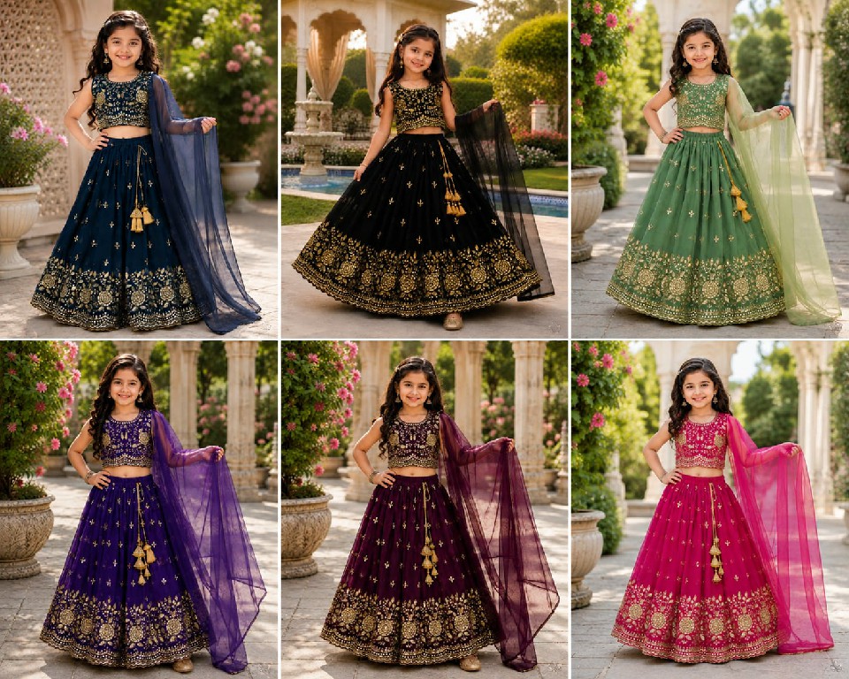 TEXTILEDEAL PRESENT READYMADE GEORGETTE WITH WORK FESTIVE WEAR LEHENGA CHOLI FOR KIDS ONLINE