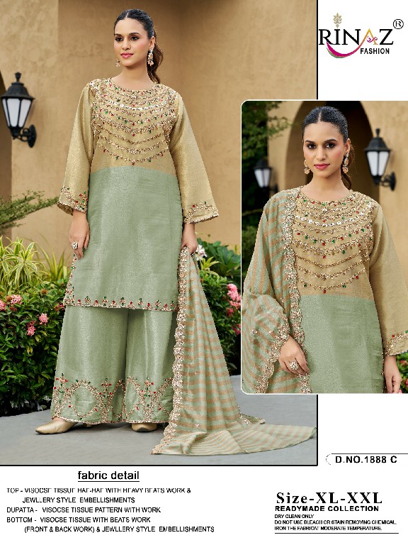 RINAZ FASHION D.NO 1888 WHOLESALE READYMADE VISCOSE TISSUE EXCLUSIVELY TRENDING PAKISTANI 3 PCS SUITS SUPPLIER