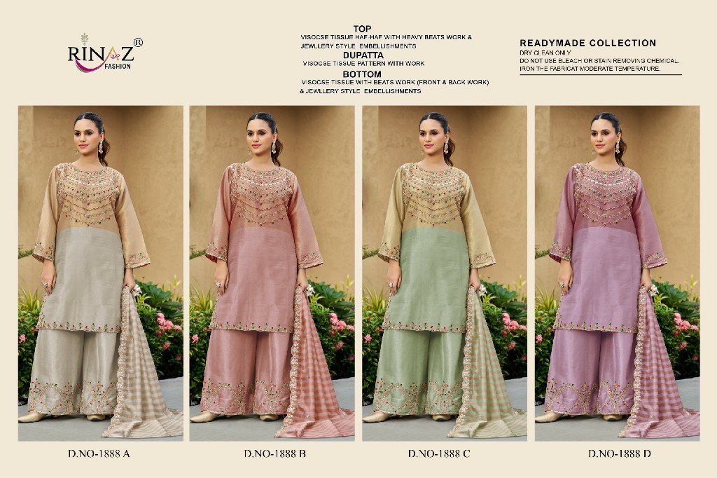RINAZ FASHION D.NO 1888 WHOLESALE READYMADE VISCOSE TISSUE EXCLUSIVELY TRENDING PAKISTANI 3 PCS SUITS SUPPLIER