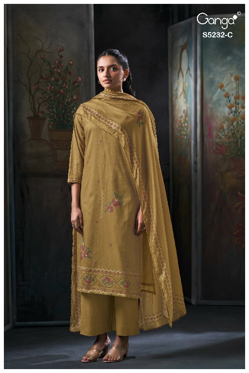 GANGA KEYARA S5232 WHOLESALE PREMIUM CORDUROY FANCY DESIGN UNSTITCH SALWAR SUITS FOR EXPORT