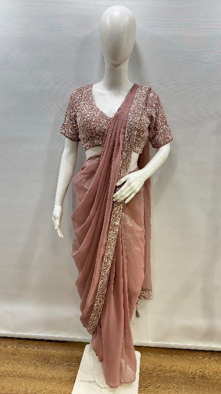 AMOHA D.NO A572 WHOLESALE METTALIC SHIMMER READY TO WEAR PARTY WEAR SAREES FOR WOMEN EXPORTER