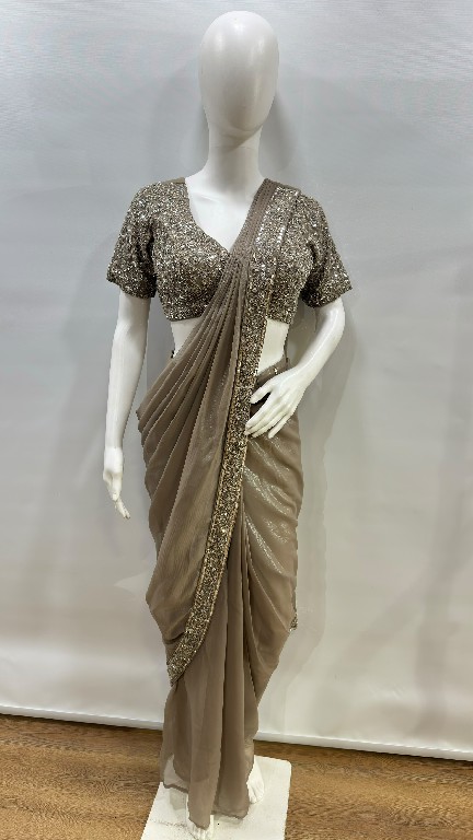 AMOHA D.NO A572 WHOLESALE METTALIC SHIMMER READY TO WEAR PARTY WEAR SAREES FOR WOMEN EXPORTER