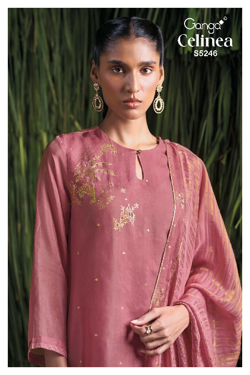 GANGA CELINEA S5246 WHOLESALE PURE BEMBERG HABUTAI SILK SOLID COLOR UNSTITCH SALWAR SIUITS EXPORTER