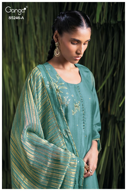 GANGA CELINEA S5246 WHOLESALE PURE BEMBERG HABUTAI SILK SOLID COLOR UNSTITCH SALWAR SIUITS EXPORTER