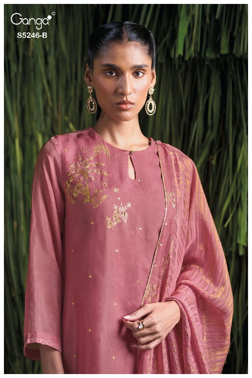 GANGA CELINEA S5246 WHOLESALE PURE BEMBERG HABUTAI SILK SOLID COLOR UNSTITCH SALWAR SIUITS EXPORTER