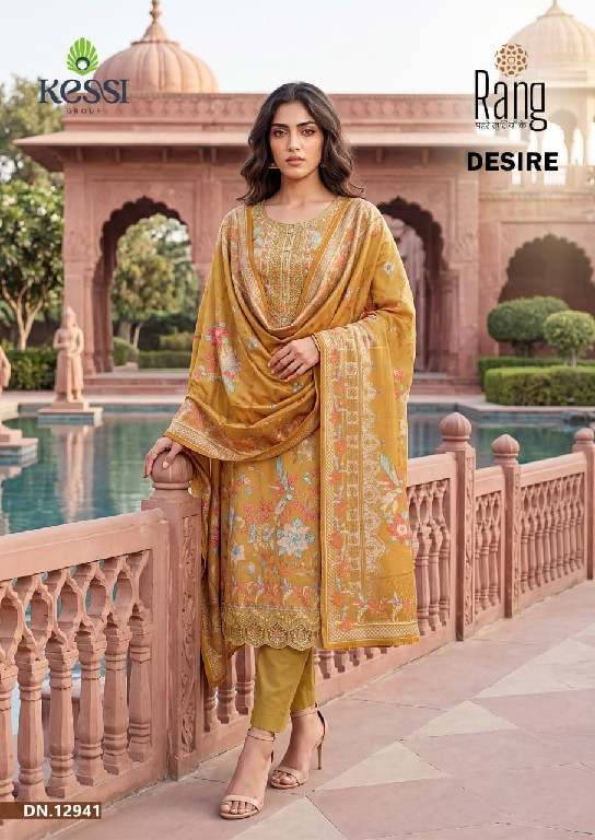 KESSI RANG DESIRE WHOLESALE TWILL BEMBERG MUSLIN FANCY WORK UNSTITCH SALWAR SUITS EXPORTER