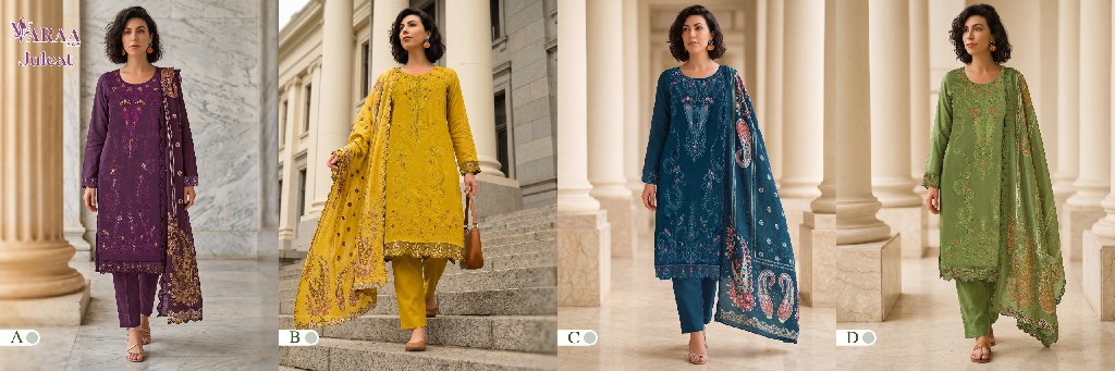 VARAA FAB VRISSHA VOL 2 WHOLESALE PURE BEMBERG MUSLIN BEAUTIFUL UNSTITCH SALWAR SUITS SUPPLIER